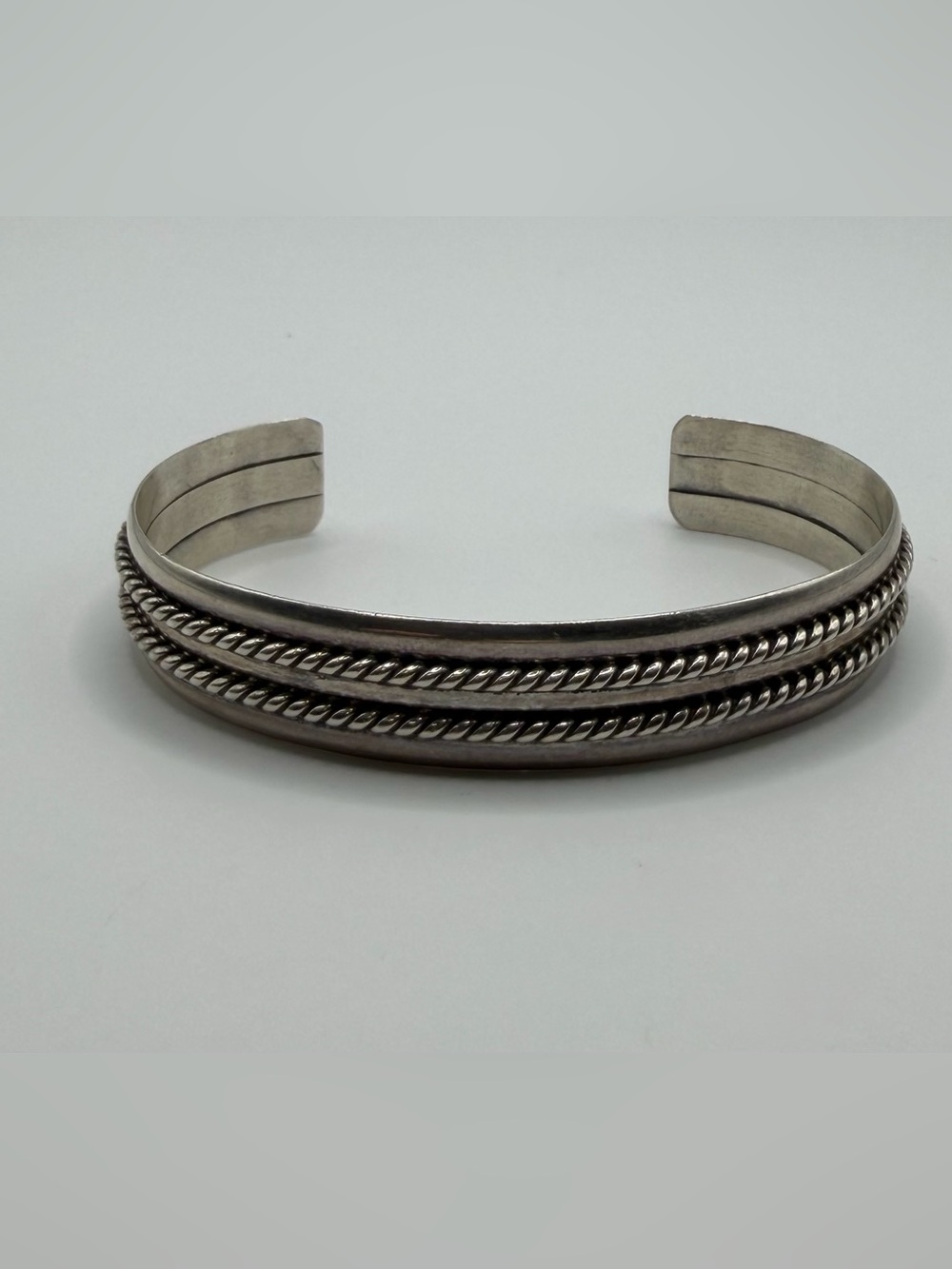 Silver Twisted Braid Design Cuff Bracelet